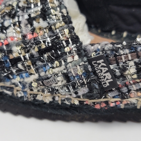 Karl Lagerfeld Arogo 2 Tweed Slip On Flat Shoes Size 8 - Picture 7 of 14
